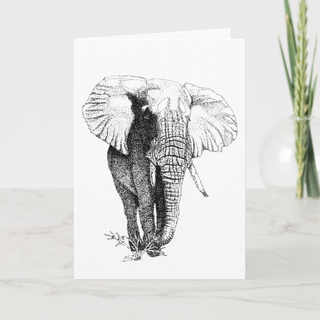 Bull Elephant-studien Birthday Card Kort (Framsida)