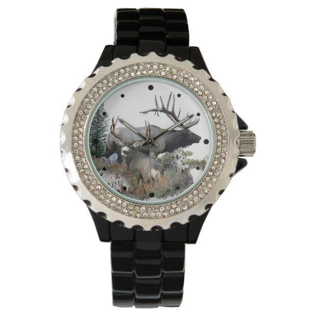 Bull Elk and Buck hjort Armbandsur (Framsida)
