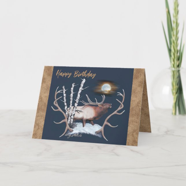 Bull Elk Birthday Card Helgkort (Framsida)
