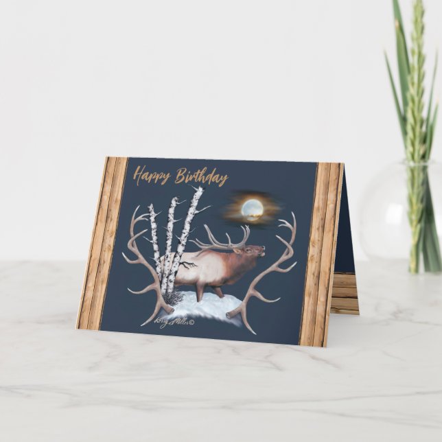 Bull Elk Birthday Card Helgkort (Framsida)