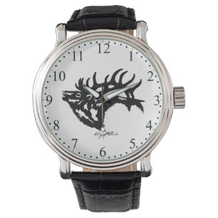 Bull Elk Black Silhouette Armbandsur