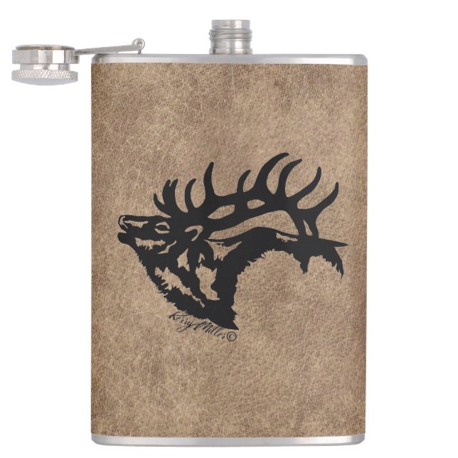Bull Elk Flask Fickplunta (Öppnad)