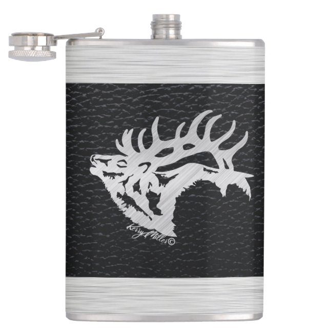 Bull Elk Flask Fickplunta (Öppnad)