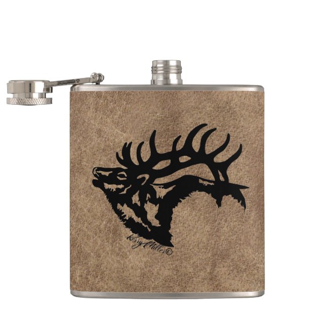 Bull Elk Flask Fickplunta (Öppnad)