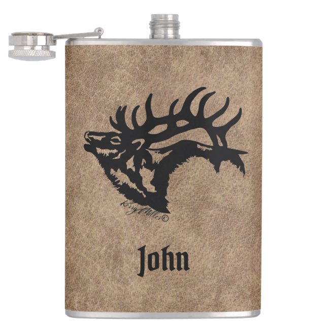 Bull Elk Flask Fickplunta (Öppnad)