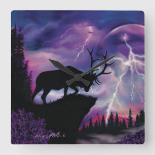 Bull Elk Fyrkantig Klocka