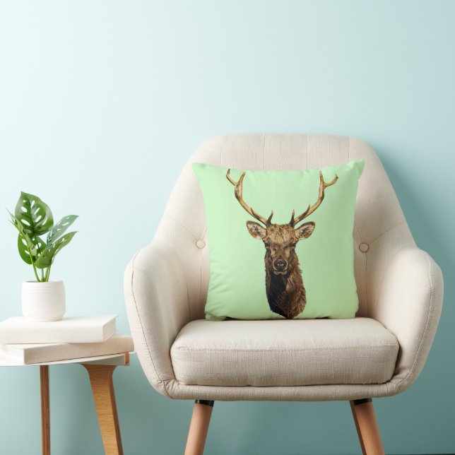 Bull Elk Head Animal nature willife art Kudde (Stol)