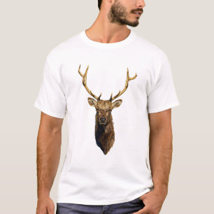 Bull Elk Head Animal nature willife art T Shirt