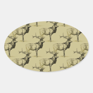 Bull Elk Hunters Wildlife Big Game Hunting Antlers Ovalt Klistermärke