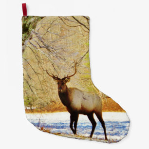 Bull elk i Snö Stor Julstrumpa
