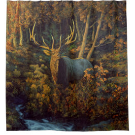 Bull Elk in Autumn Forest