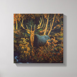 Bull Elk in Autumn Forest Canvastryck