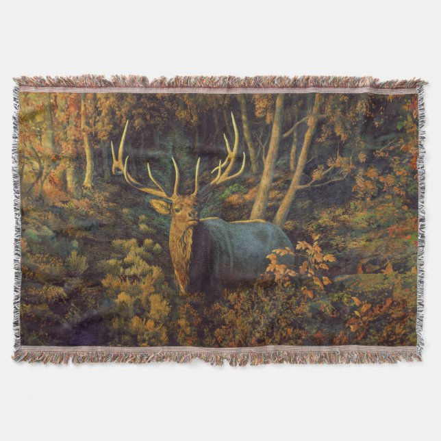 Bull Elk in Autumn Forest Filt (Framsidan)