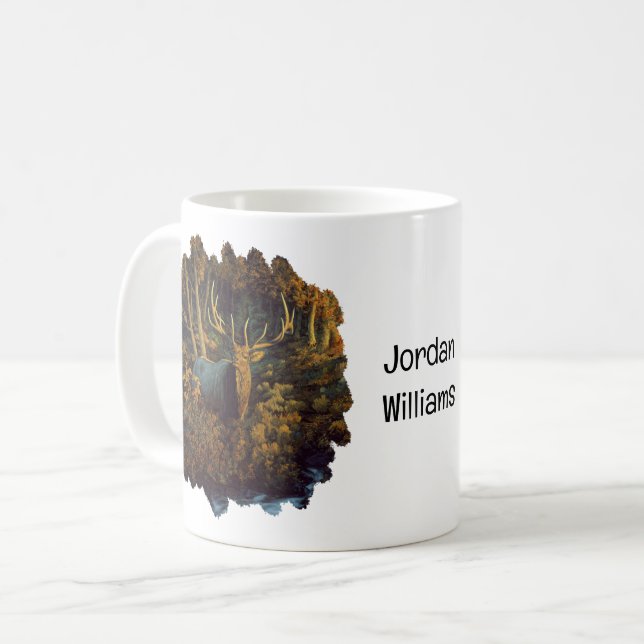 Bull Elk in Autumn Forest Kaffemugg (Framsida vänster)