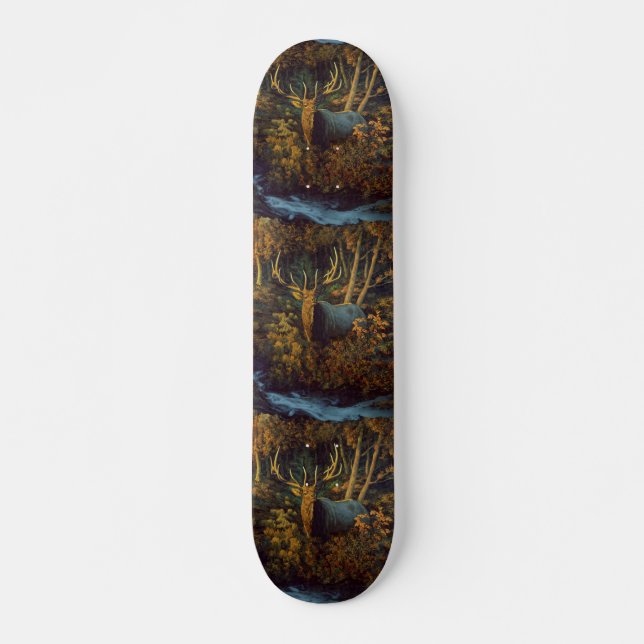 Bull Elk in Autumn Forest Mini Skateboard Bräda 18,5 Cm (Framsida)