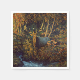 Bull Elk in Autumn Forest Pappersservett
