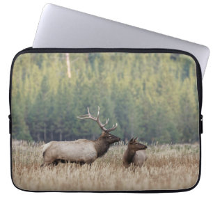 Bull Elk in Meadow Yellowstone nationalpark Laptop Fodral