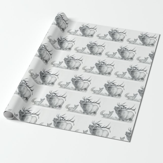 Bull Elk och Fox Presentpapper (Utrullad)