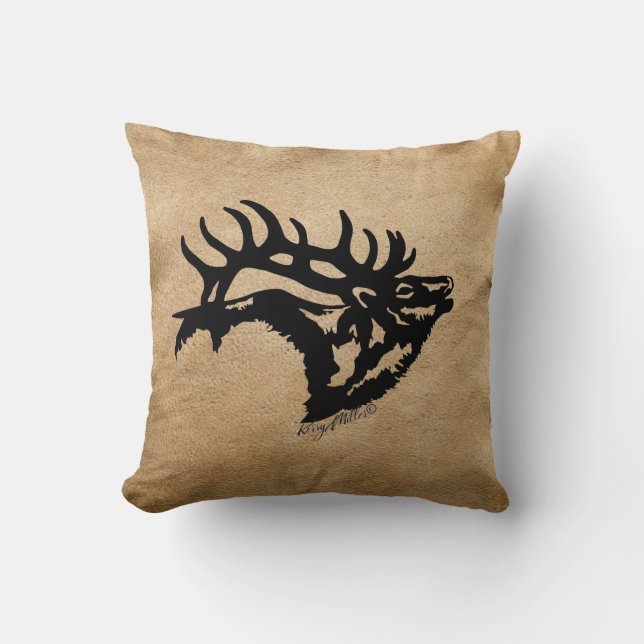 Bull Elk Silhouette Dekorativ kudde (Framsida)