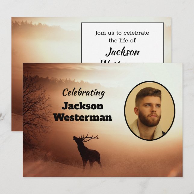 Bull Elk Silhouette Memorial Inbjudningar (Fram/baksida)