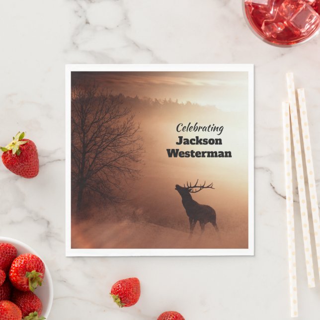 Bull Elk Silhouette Memorial Pappersservett (Insitu)