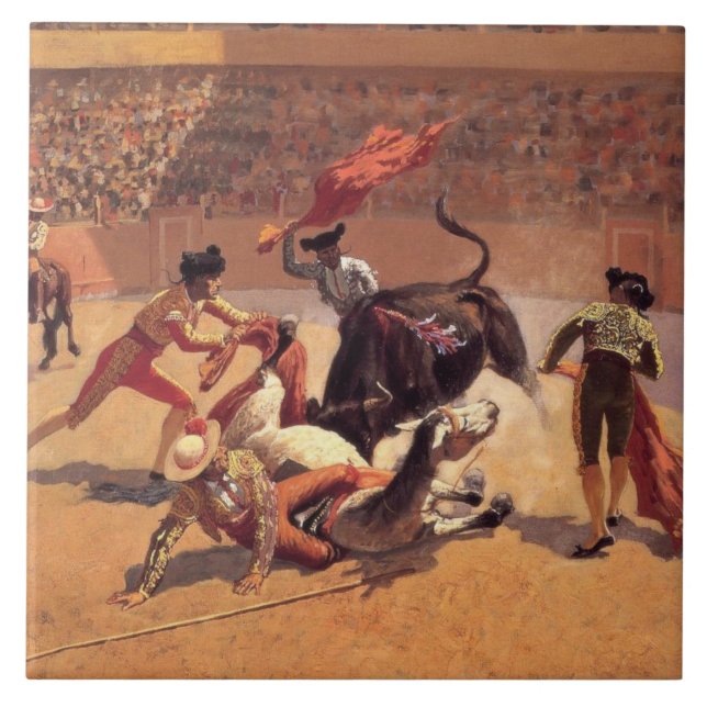 Bull Fighters in Mexico (av Frederic Remington) Kakelplatta (Framsidan)