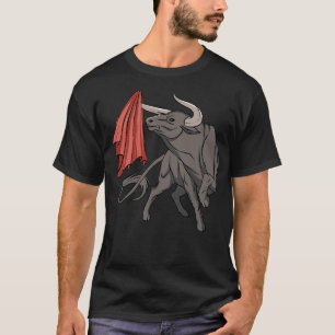 Bull Fighting with Red Flagga Bulls Spain T Shirt