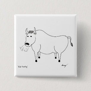 Bull Folk Art Button Knapp
