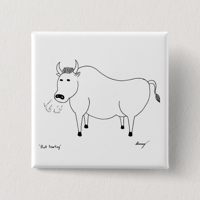 Bull Folk Art Button Knapp (Framsida)