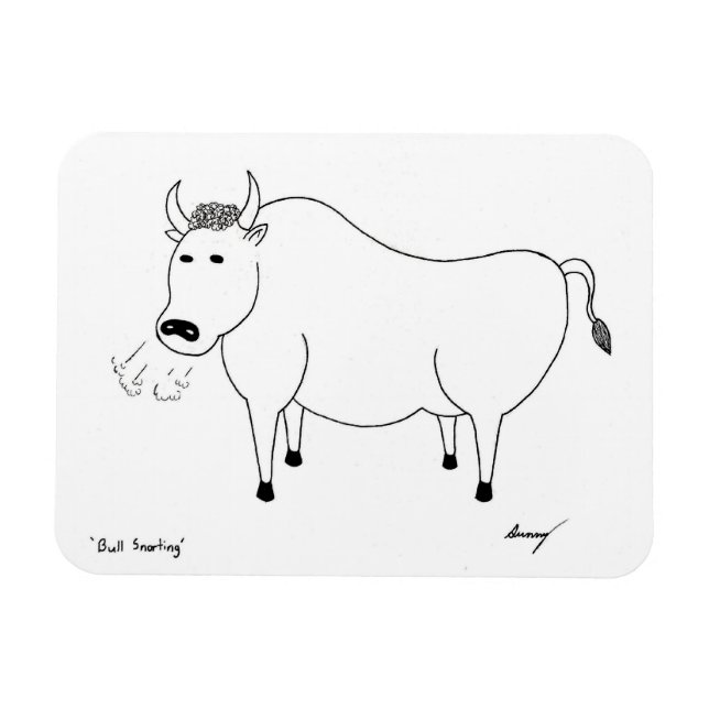 Bull Folk Art Flexible Magnet (Horisontell)