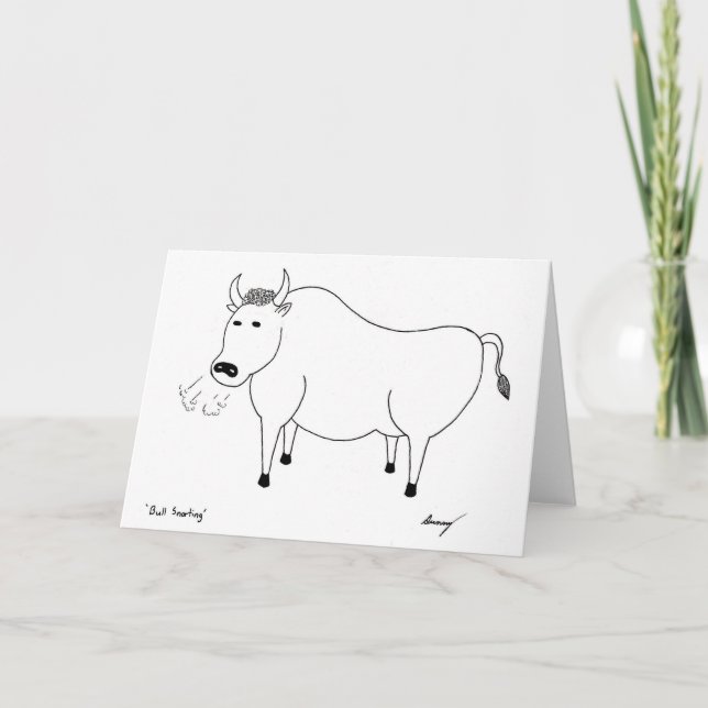 Bull Folk Art Greeting Card Kort (Framsida)