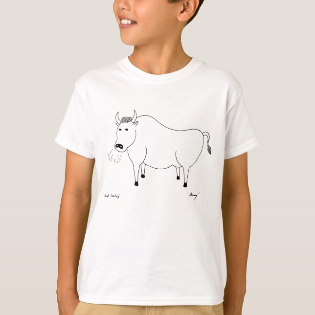 Bull Folk Art Kids Basic T-Shirt (Framsida)