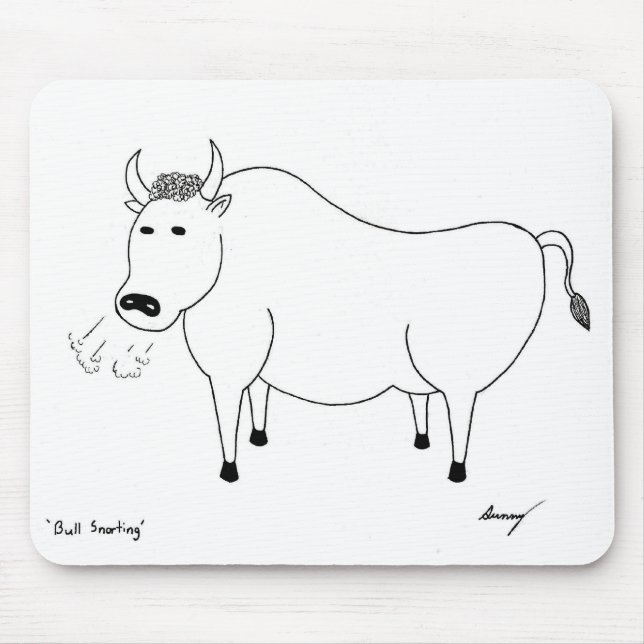 Bull Folk Art Mousepad Musmatta (Framsidan)