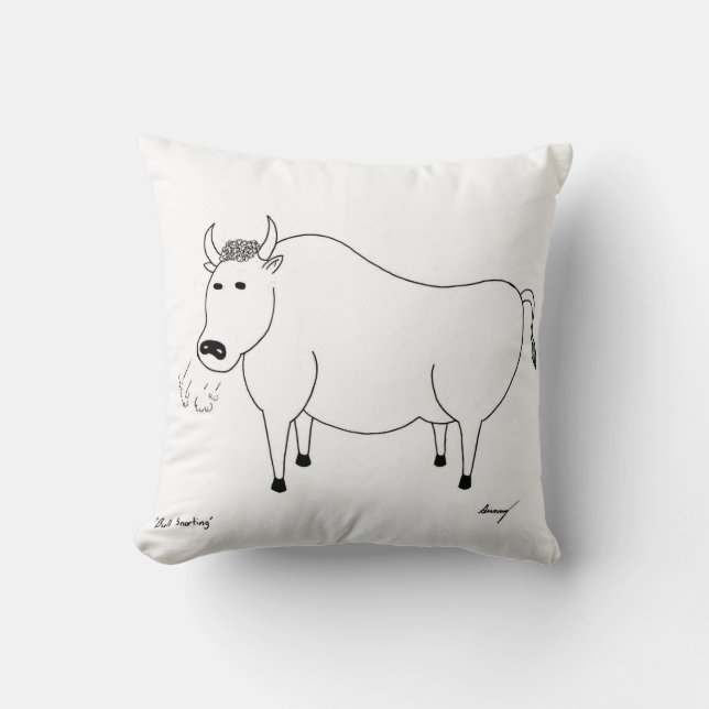 Bull Folk Art Pillow Kudde (Framsida)