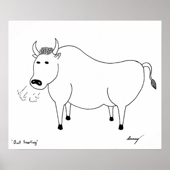 Bull Folk Art Poster (Framsidan)