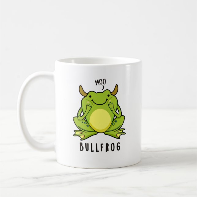 Bull Frog Funny Animal Frog Pun Kaffemugg (Vänster)