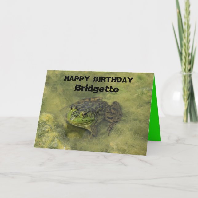 Bull Frog i Moss-kort för födelsedagshälsning Kort (Framsida)