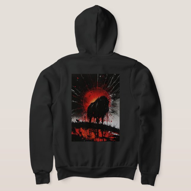 Bull Fullt Zip Hoodie T Shirt (Laydown Baksida)