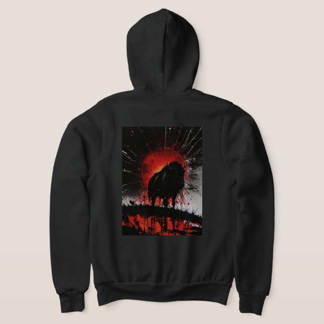 Bull Fullt Zip Hoodie T Shirt (Laydown Baksida)