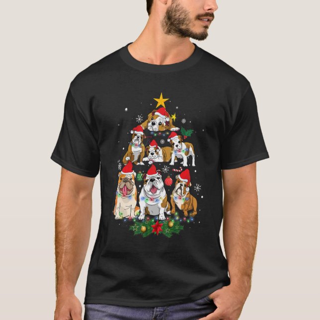 Bull Gog Julgran Santa Hat Ornaments decor T Shirt (Framsida)