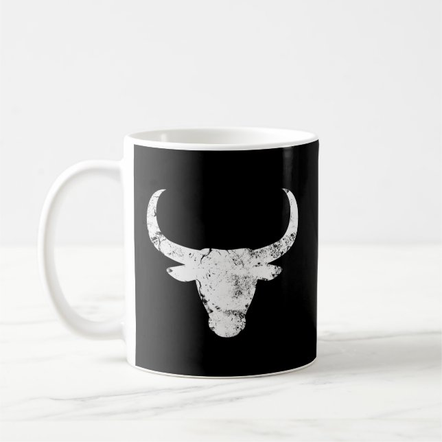 Bull Head Horns Ox Rider Rodeo Cowboy Skull Kaffemugg (Vänster)