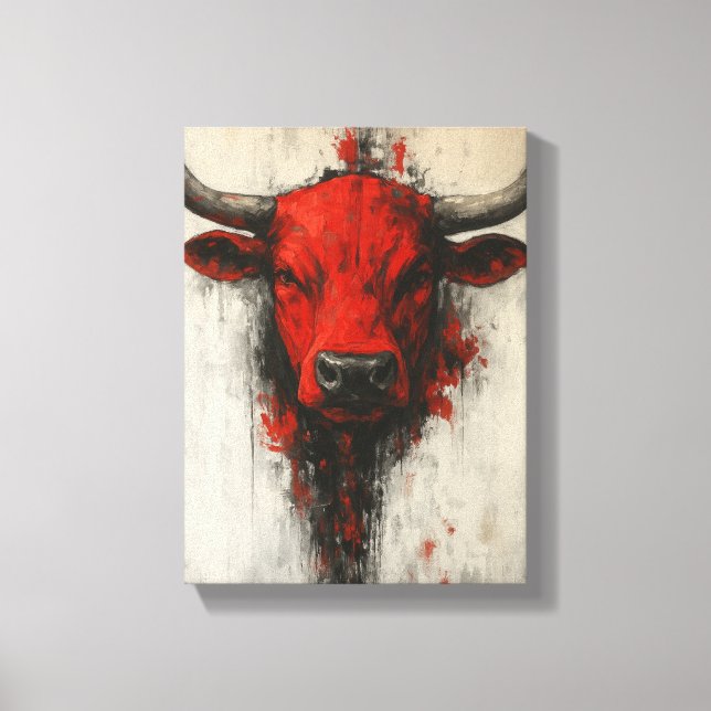 Bull Head Painting i fetstil Abstrakt Stil Canvastryck (Framsida)
