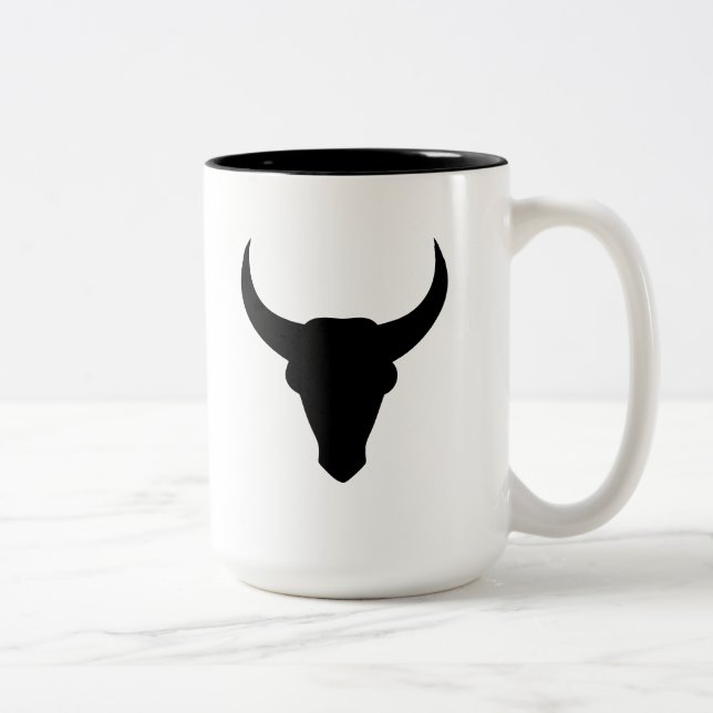 Bull Head Western Cowboy Horned Skull Två-Tonad Mugg (Höger)