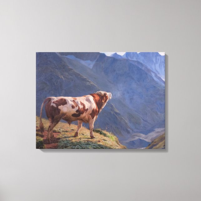 Bull i Alpernorna (av Eugène Burnand) Canvastryck (Framsida)