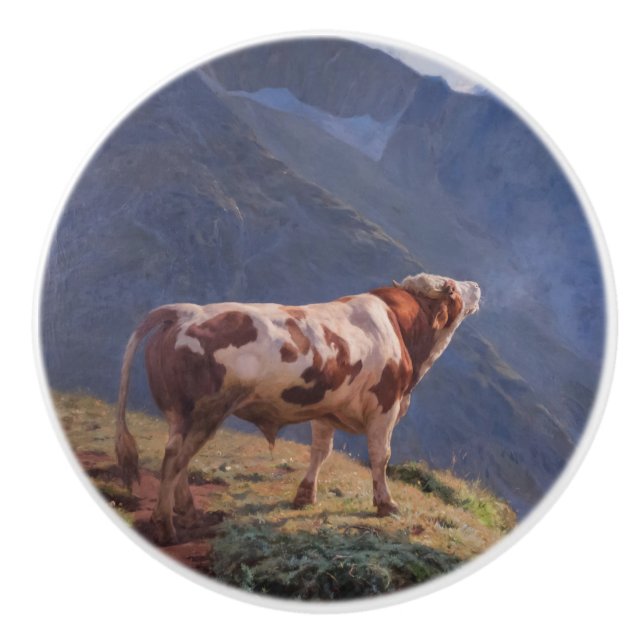 Bull i Alpernorna (av Eugène Burnand) Knopp (Framsidan)