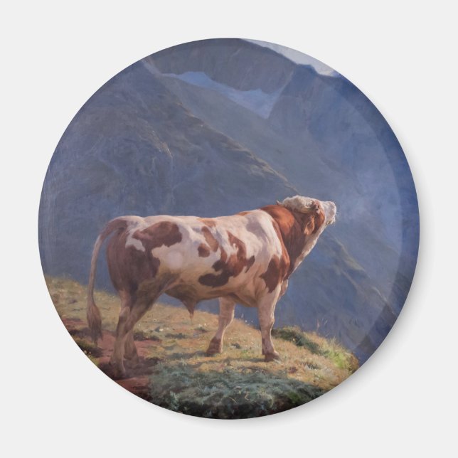 Bull i Alpernorna (av Eugène Burnand) Magnet (Framsidan)