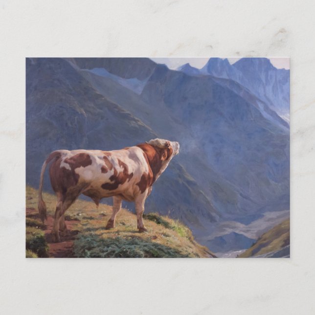 Bull i Alpernorna (av Eugène Burnand) Vykort (Framsida)