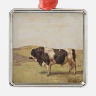 Bull i schweiziskt landskap (av Ferdinand Hodler) Julgransprydnad Metall