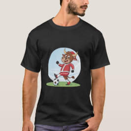Bull in Christmas costume and soccer ball T Shirt