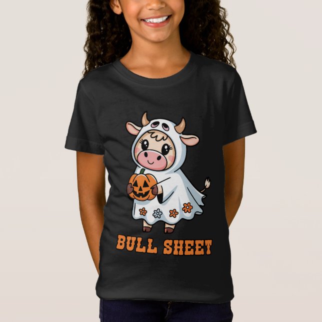 Bull Lakan Funny Cow Ghost Halloween T Shirt (Framsida)